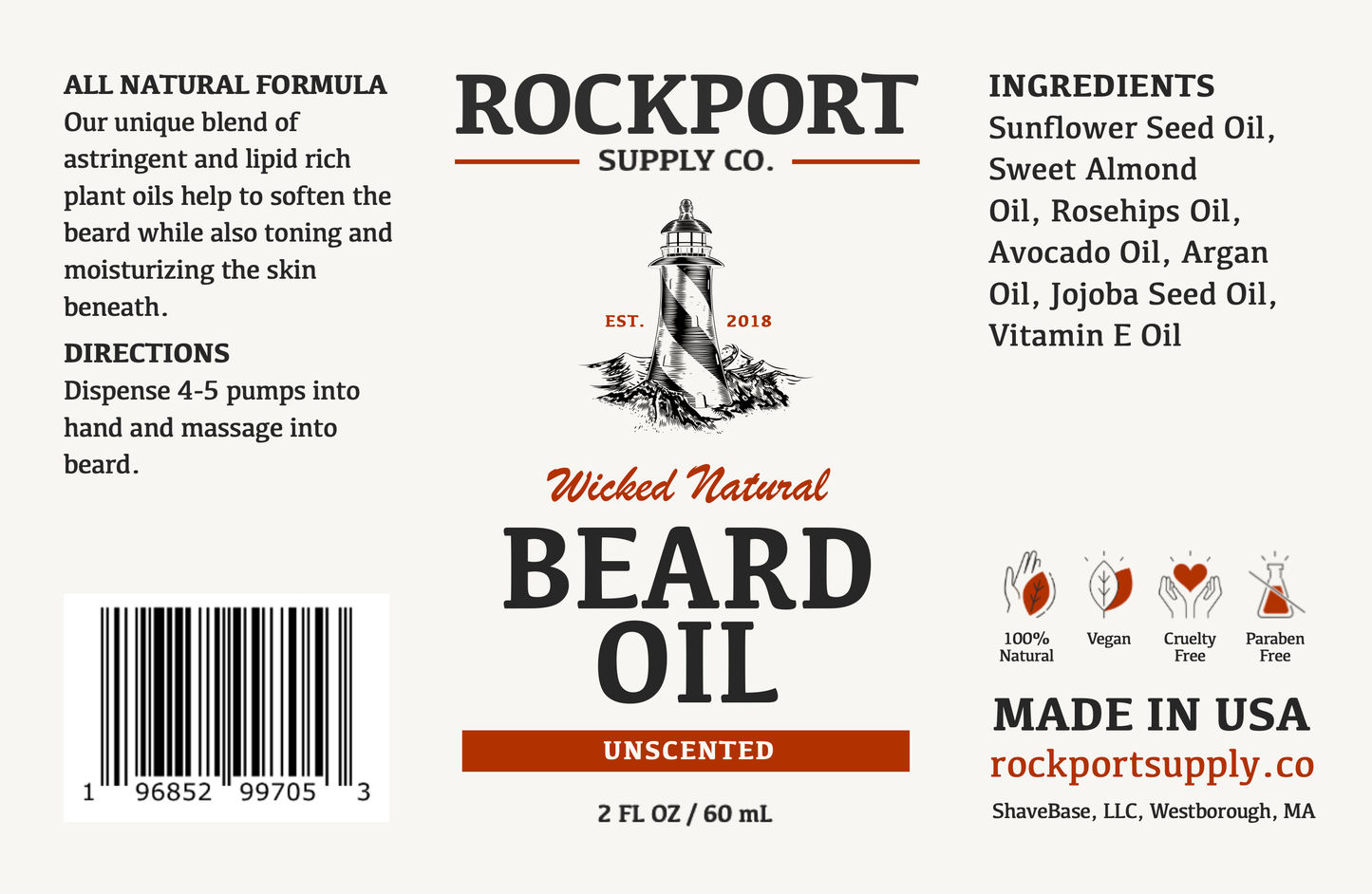 Wicked Natural Beard Oil 2 oz.