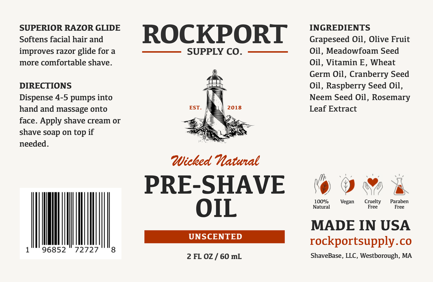 Wicked Natural Pre-Shave Oil 2 oz.